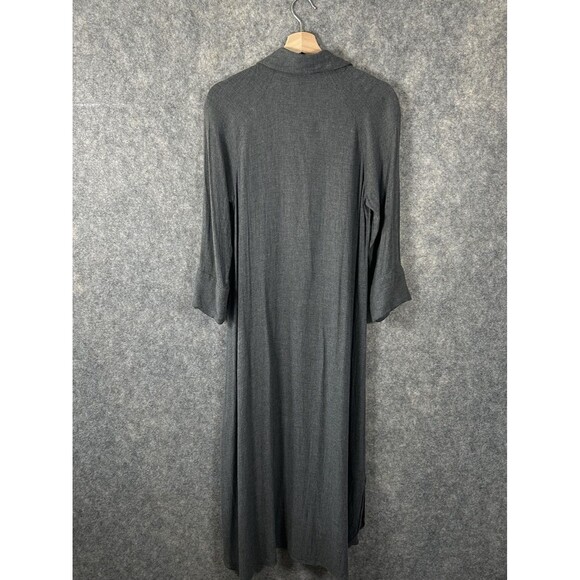 Zara Women's Gray Soft Button Down Collared Shirt Dress Midi 3/4 Sleeve Small - Picture 4 of 16